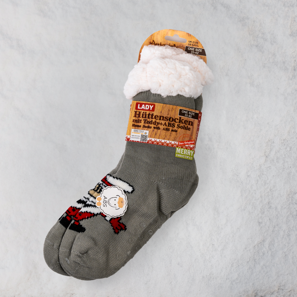 Calze invernali ABS edizione Natalizia - Babbo Natale grigie