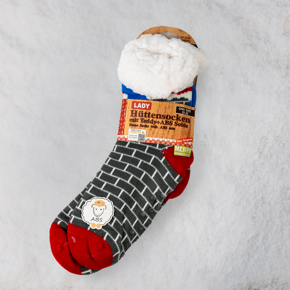 Calze invernali ABS, edizione Natalizia – Caminetto, blu