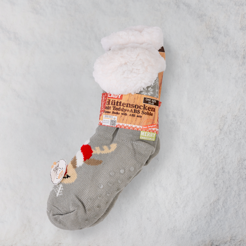 Calze invernali ABS, edizione Natalizia – Renna, grigie