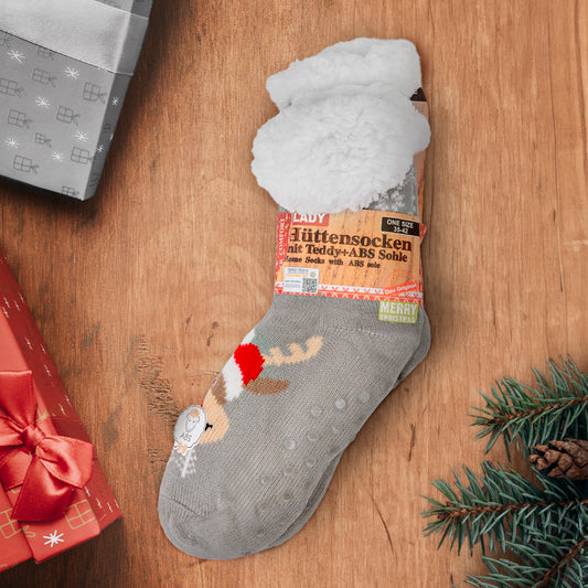 Calze invernali ABS, edizione Natalizia – Renna, grigie
