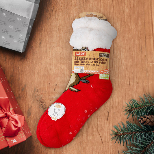 Calze invernali ABS, edizione Natalizia – Renna, rosse